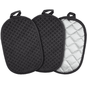 SUGARDAY Kitchen Pot Holders Sets Heat Resistant Pot Holder Silicone Oven Hot Pads for Kitchen Cooking Baking Set of 3 6x9" Black