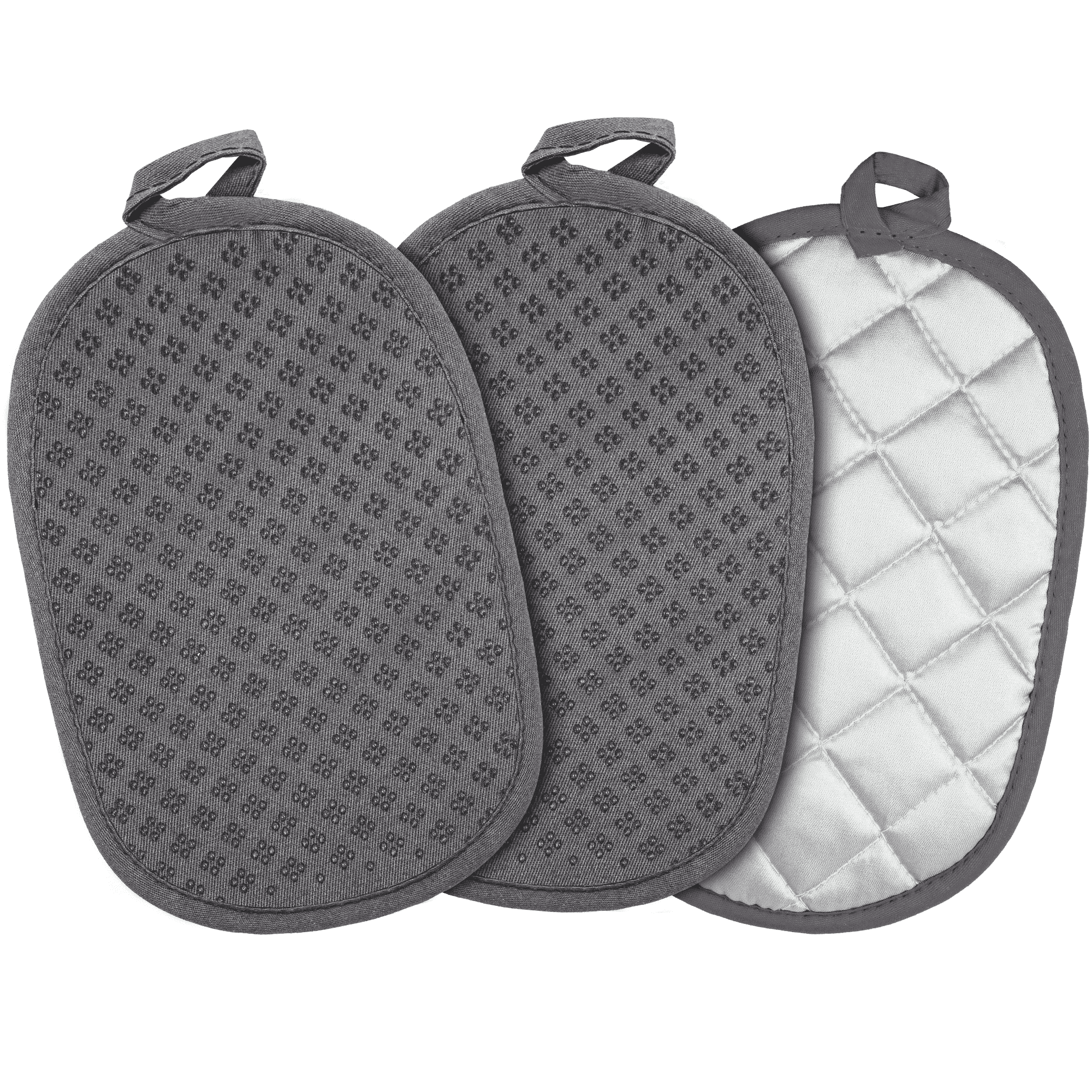 SUGARDAY Kitchen Pot Holders Sets Heat Resistant Pot Holder Silicone Oven Hot Pads for Kitchen Cooking Baking Set of 3 6x9" Grey