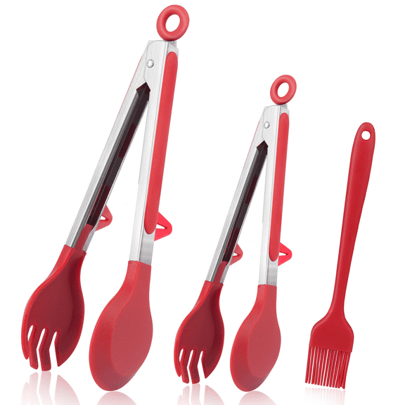 SUGARDAY Kitchen Tongs for Cooking Stainless Steel Food Tongs with Silicone Tips 3pack