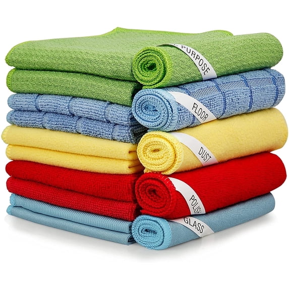 SUGARDAY Microfiber Cleaning Dish Cloths Towels 15 Pack Reusable Dust Rags Cloths for Housekeeping (Size: 11.8 x 11.8 in)