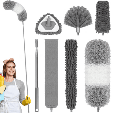 SUGARDAY Microfiber Feather Duster for Cleaning Fan High Ceiling Duster with Extension Pole 100-inch 7PCS