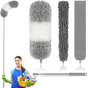 SUGARDAY Microfiber Feather Dusters with Extension Handle for Cleaning Fan High Ceiling 4 Pcs