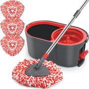 SUGARDAY Microfiber Spin Mop and Bucket System with Foot Pedal Wringing Set for Floor Cleaning Heavy Duty Mop