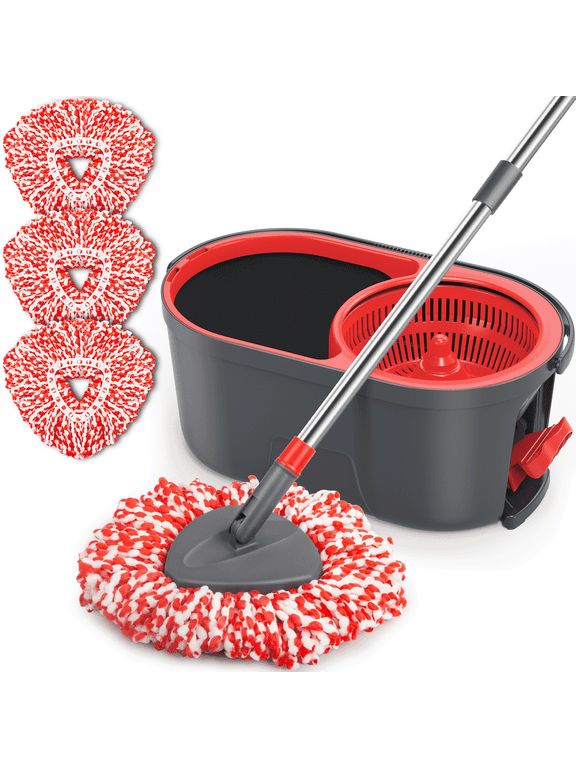 Microfiber Spin Mop and Bucket System with Foot Pedal Wringing Set for Floor Cleaning Heavy Duty Mop