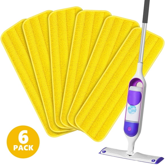 SUGARDAY 6 Pack Reusable Power Mop Pads Refill Compatible with Power Mop, Microfiber Wet Pads Refills Replacement Machine Washable for 13 ''-15 '' Spray Mop