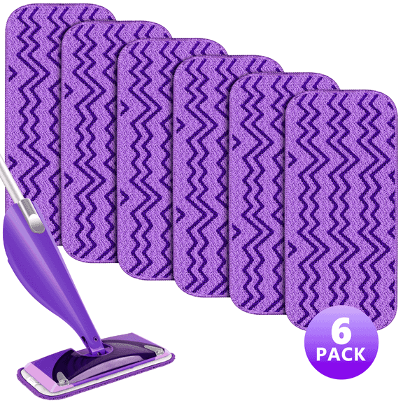 SUGARDAY Reusable Wetjet Mop Pads Refills Compatible with Wet Jet Mop, 6 Pack Wet Pads Refills Replacement for Floor Cleaning Wet Dry Use