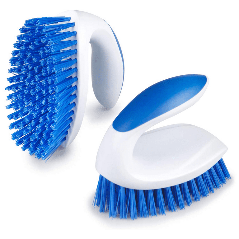 Sugarday Scrub Brush Comfort Grip & Stiff Bristles Heavy Duty Cleaning Scrubber for Bathroom Shower Tub Carpet Floor - Pack of 2 (Blue)