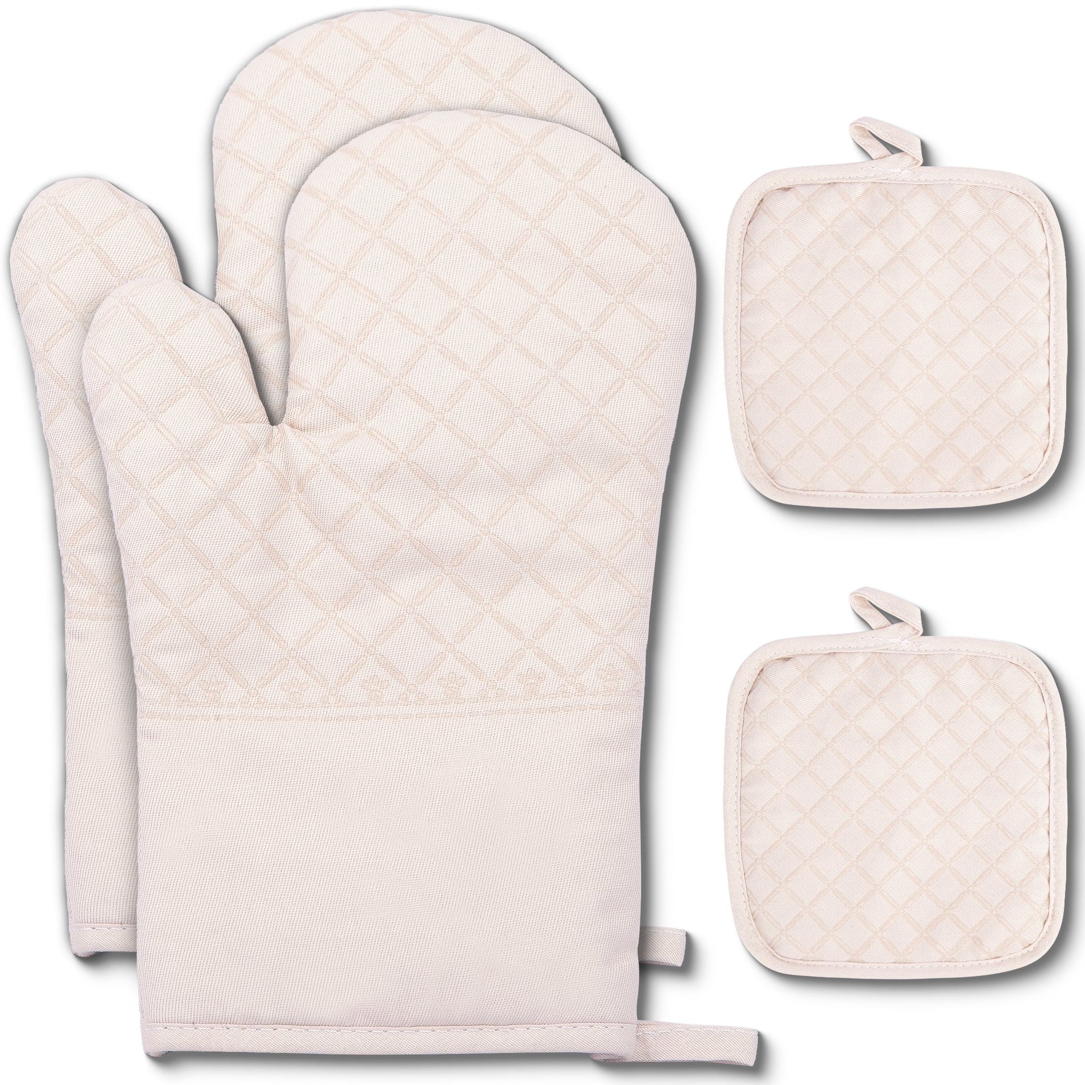 SUGARDAY Silicone Pot Holders Heat-Resistant Oven Mitts Hot Pads for Kitchen Baking Cooking Non-Slip Gloves Beige 4pcs - Walmart.com