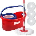thumbnail image 1 of SUGARDAY Spin Mop and Bucket System with Wringer Set for Floors with 3 Microfiber Mop Heads, Red, 1 of 6