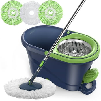 SUGARDAY Spin Mop and Bucket with Wringer Set for Floors Cleaning Heavy duty System, Green
