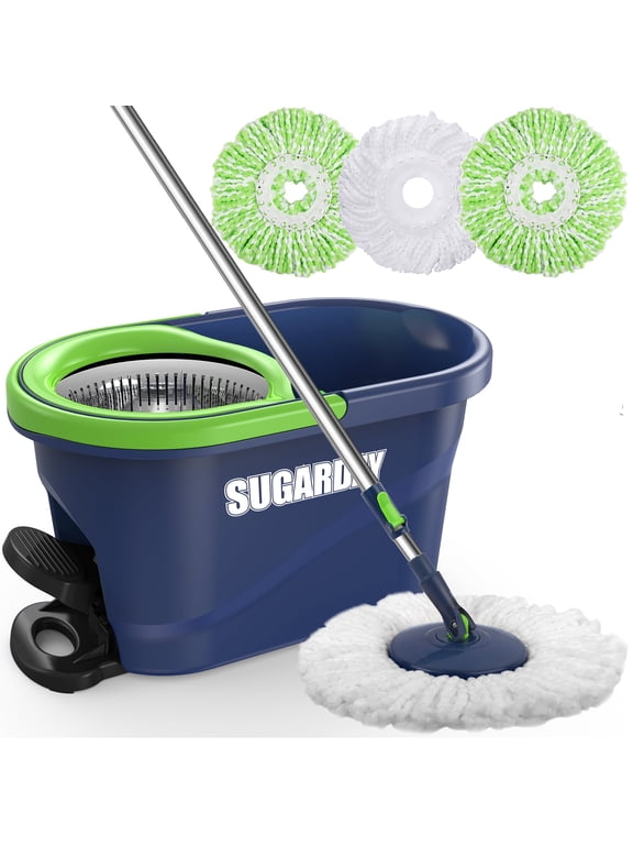 Spin Mop and Bucket with Wringer Set for Floors Cleaning Heavy duty System, Green