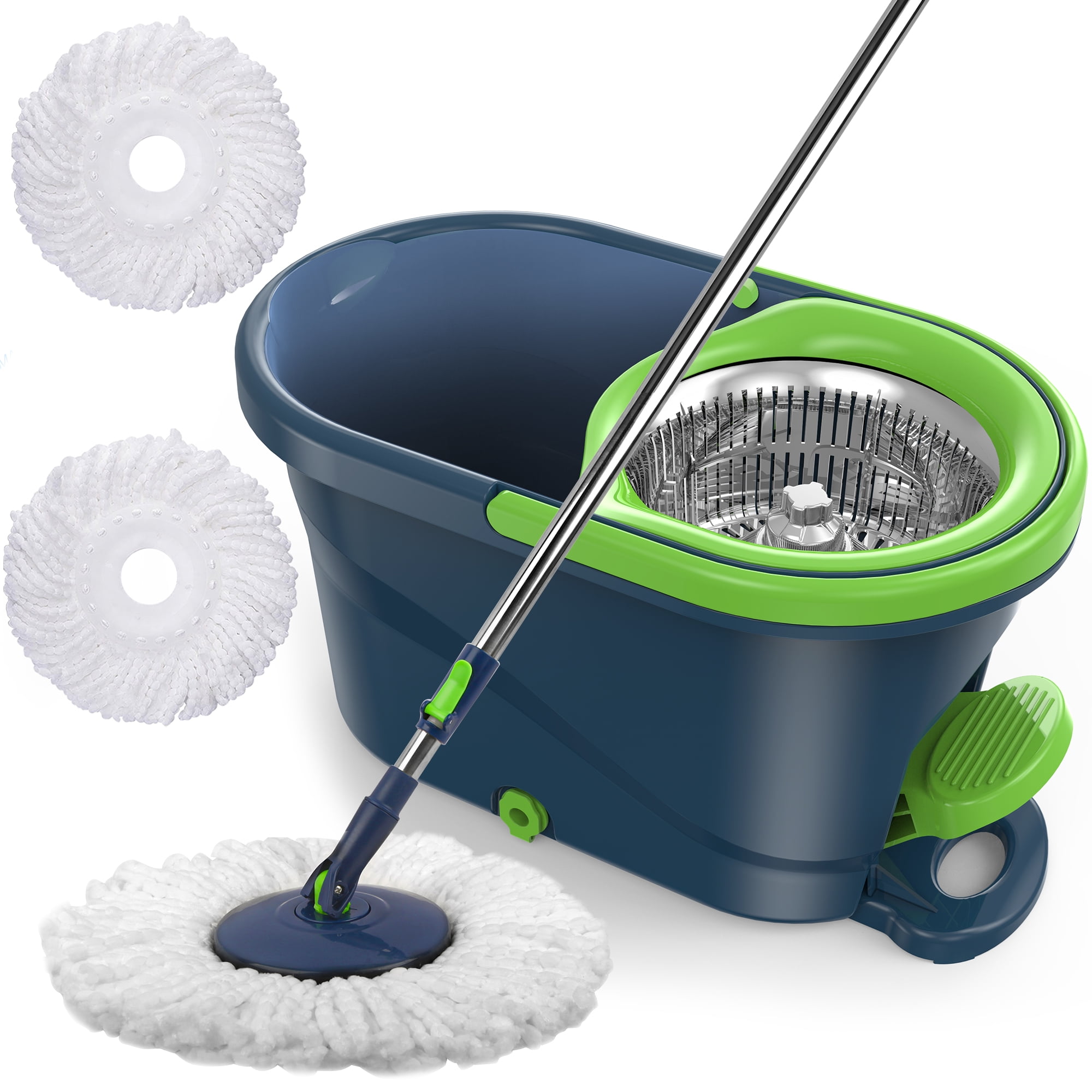 SUGARDAY Spin Mop and Bucket System with Wringer Set for Floors Cleaning 
