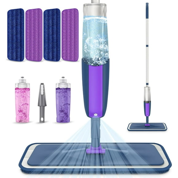 SUGARDAY Spray Mop for Floor Cleaning Wet Dry Mop with 2 Refillable Bottle 4 Washable Pads