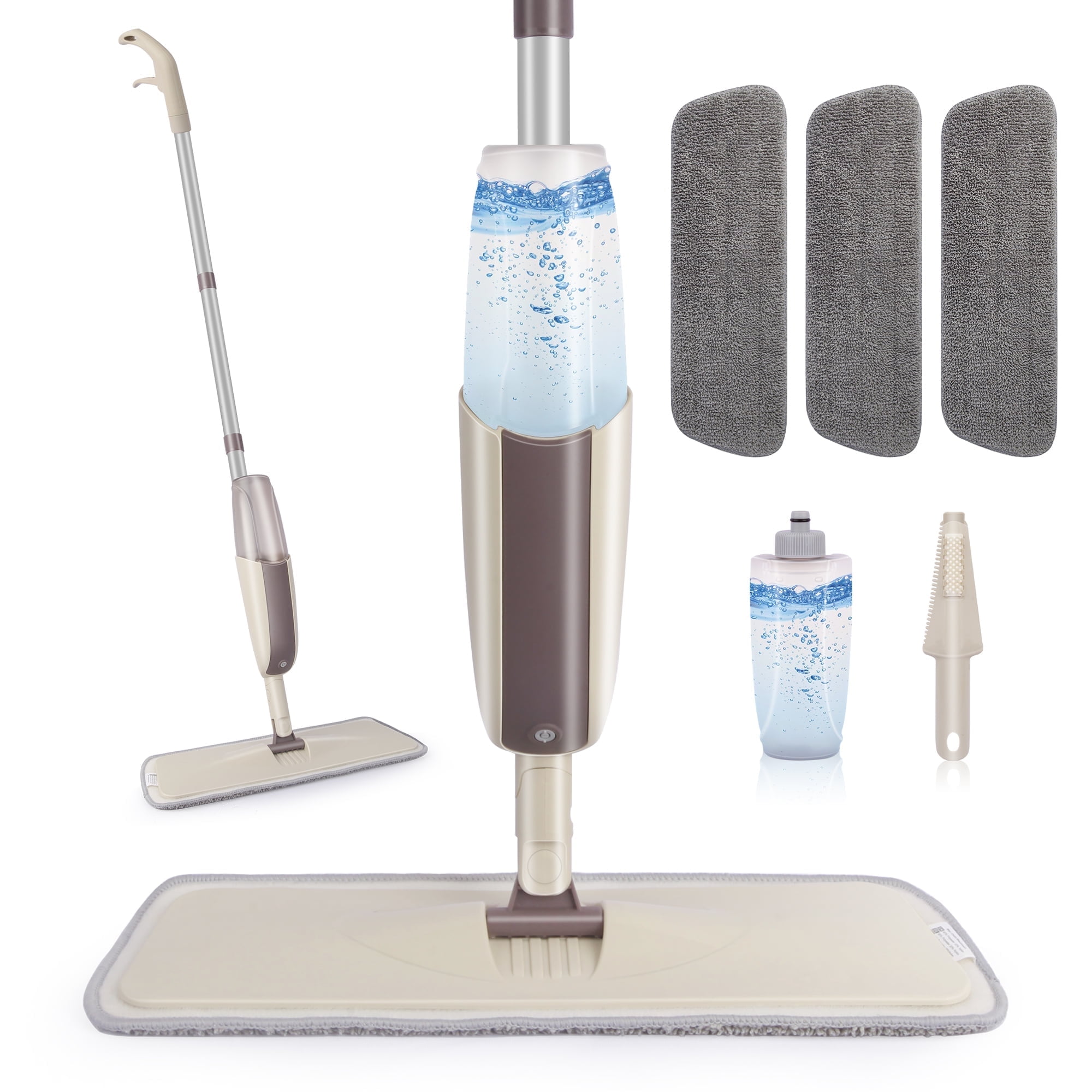 SUGARDAY Spray Mop for Floor Cleaning Wet with Refillable Bottle and 3 Washable Microfiber Pads Home or Commercial Use