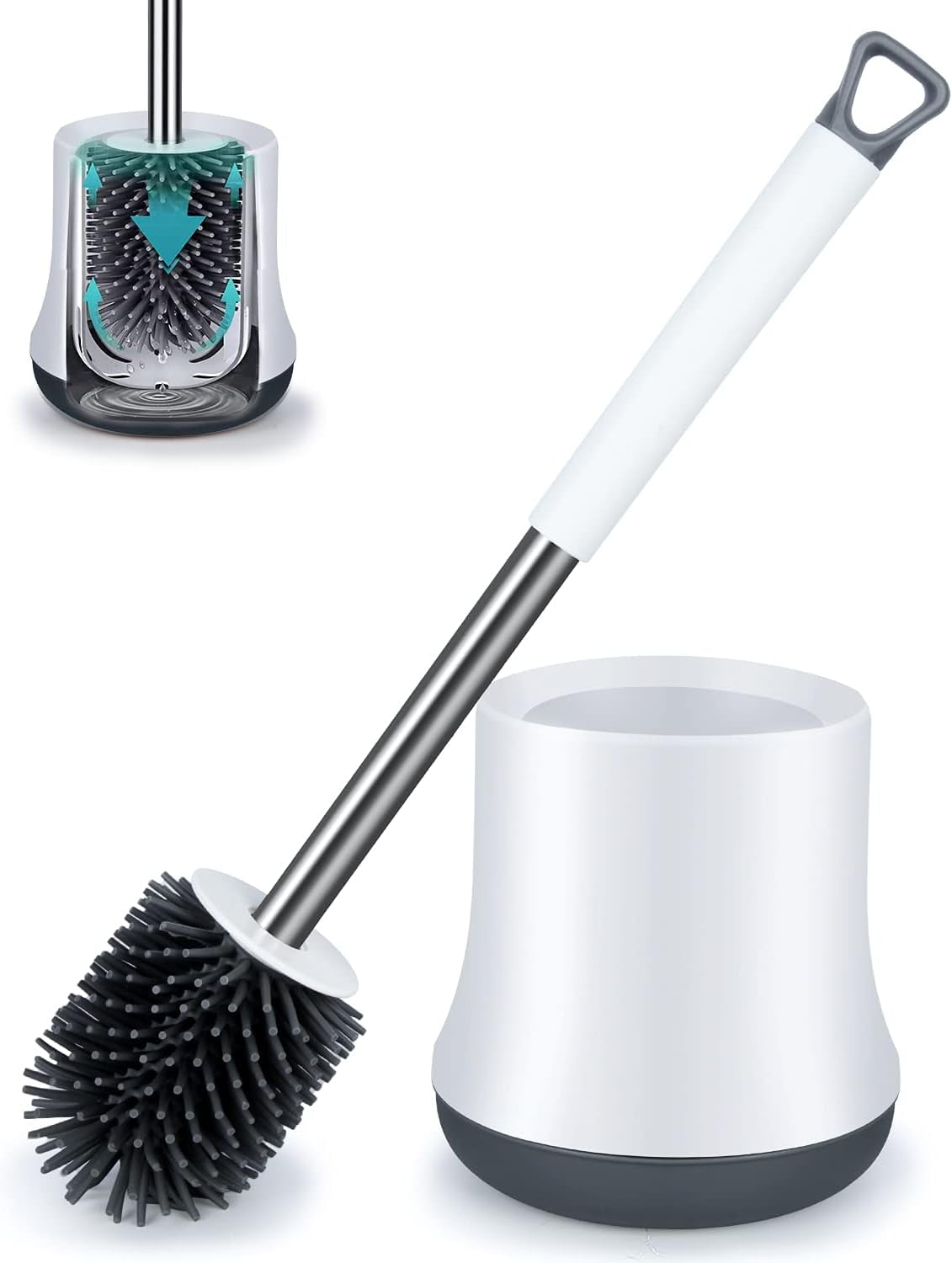 SUGARDAY Toilet Brush and Holder Caddy Plunger Set 2 Pack Toilet Bowl Brush  for Bathroom Scrubber