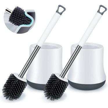 SUGARDAY Toilet Bowl Brush Cleaner and Caddy Holder Set Toilet Scrubber for Bathroom 2 Pack