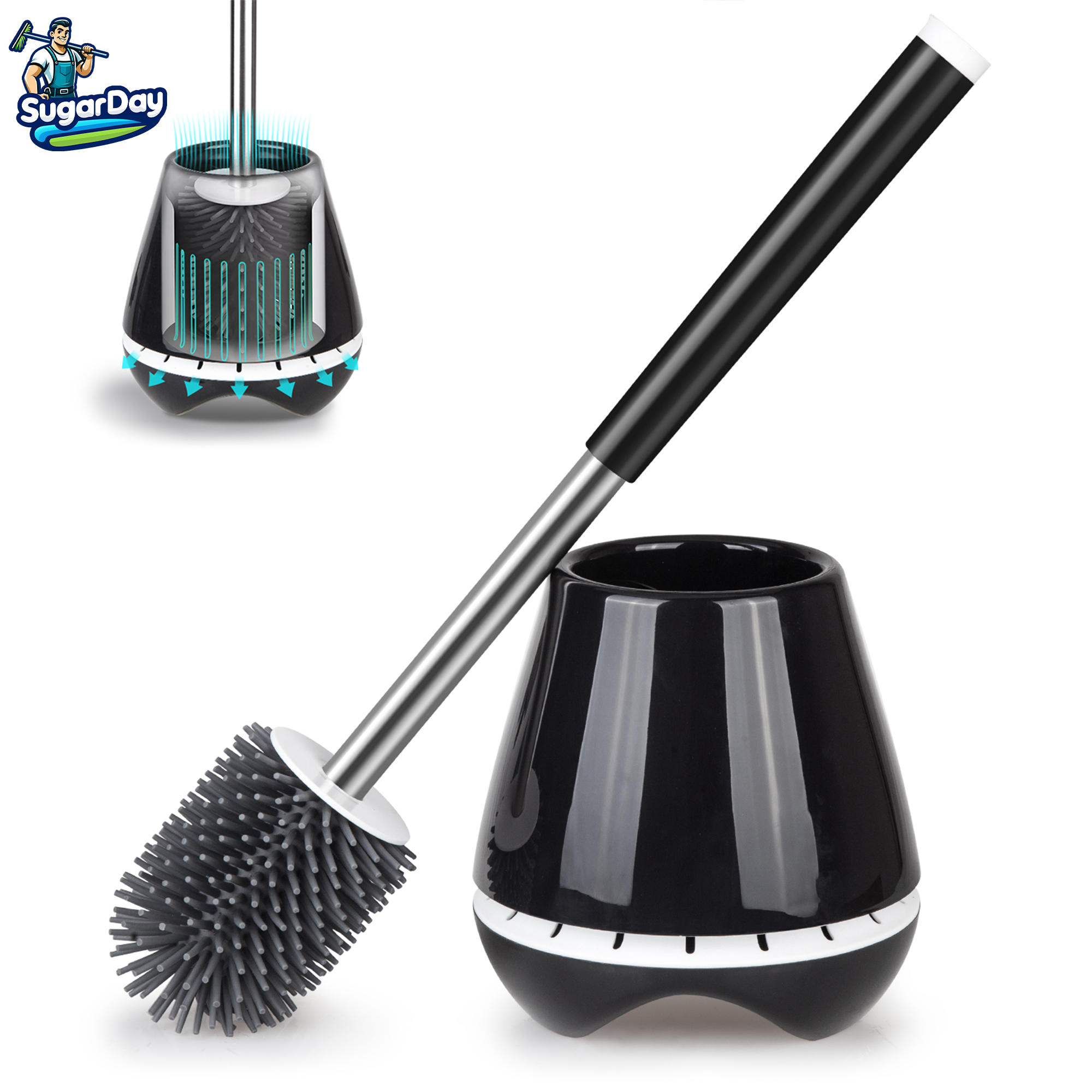 Ampioon Sales Toilet Brush,Toilet Bowl Brush And, Strong Bristles Long Brush And Enough Heavy