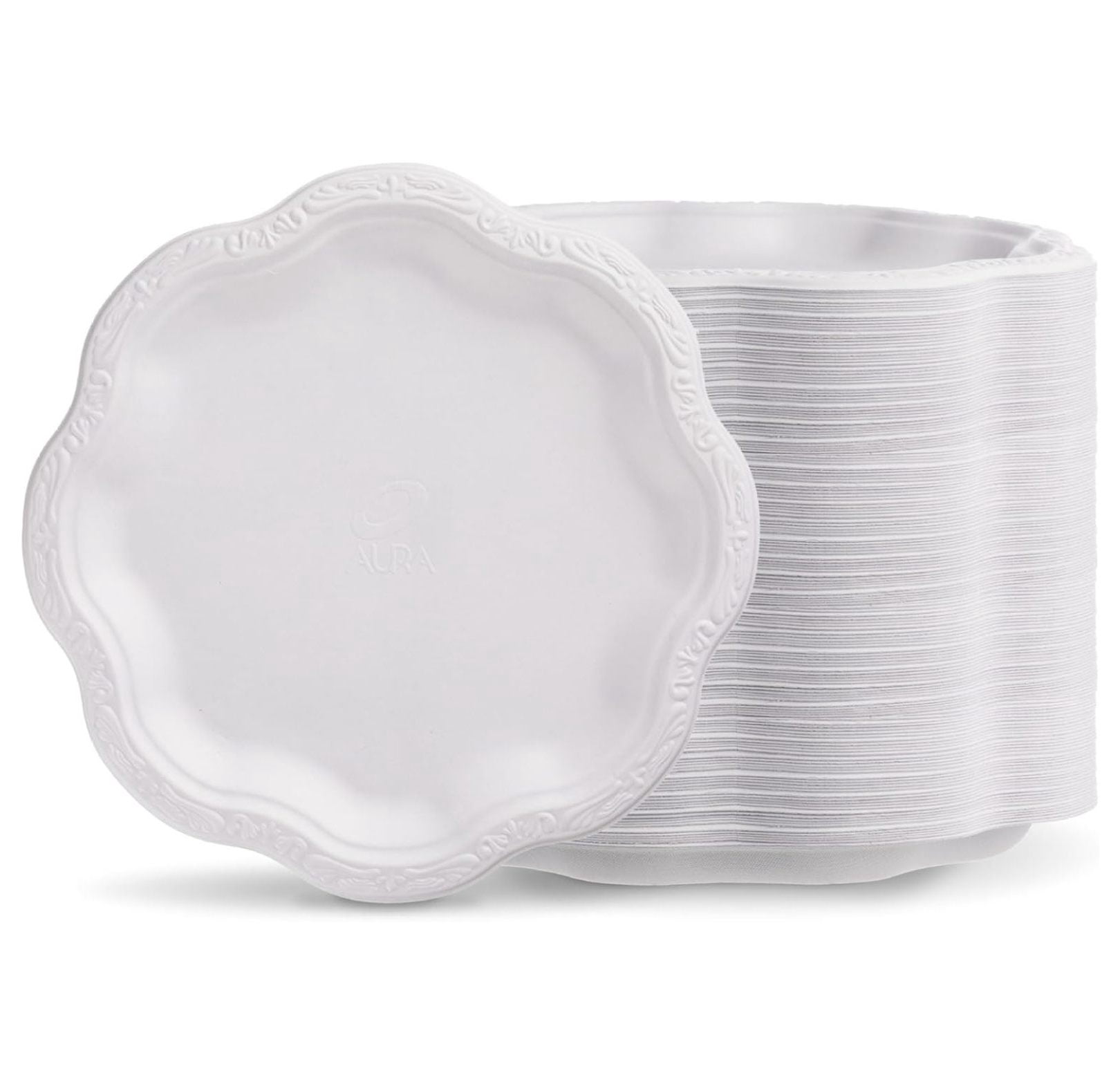 SugarFiber 10" Compostable Floral Plates - 500 Count, PFAS Free, Made From Sugarcane-1231260