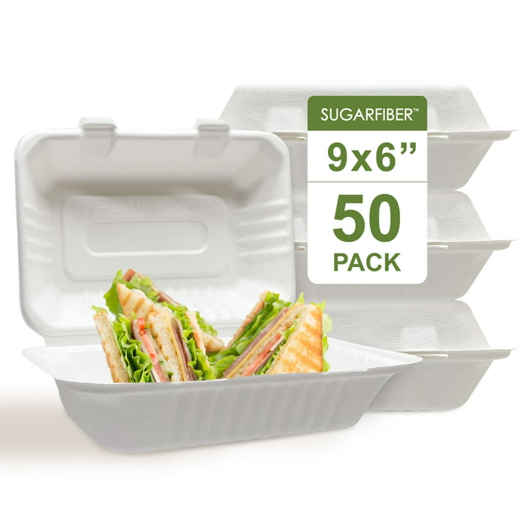 Square Microwaveable White Hinged Take-Out Container - 6 x 6