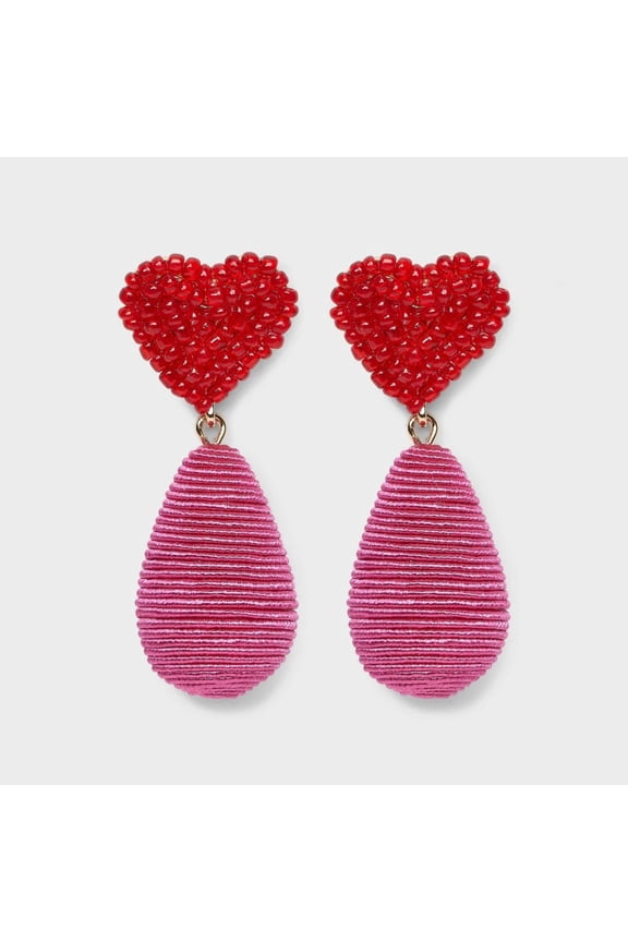SUGARFIX by BaubleBar Adoring Adornment Statement Earrings - Red/Pink