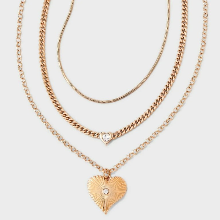 SUGARFIX by BaubleBar Layered Heart Pendant Necklace Gold