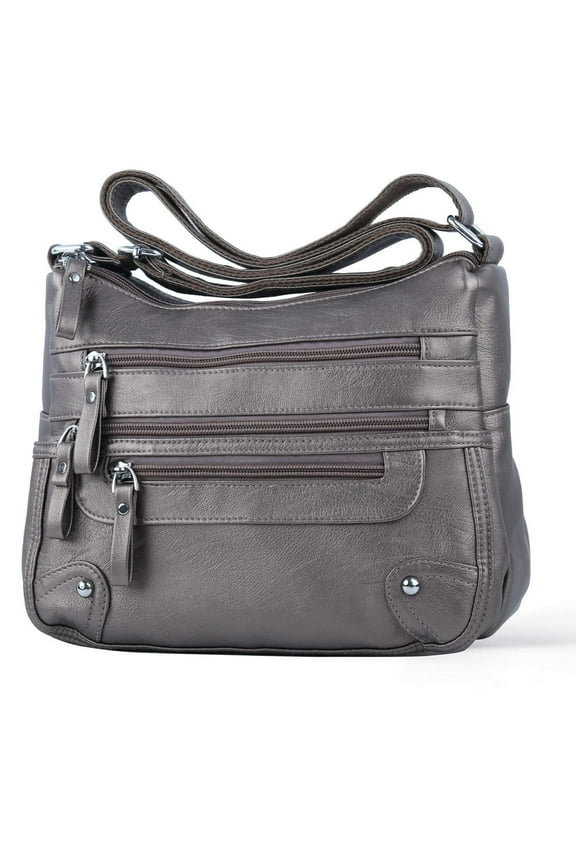 10 Pockets Crossbody Purses for Women Medium Pocketbooks Lightweight Ladies Satchel Bag Multi Pocket Shoulder Handbag