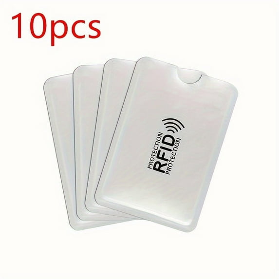 SUGARMOM 10pcs RFID Card Protectors - Advanced Shielding Secure Anti-Slip Design Durable Aluminum NFC Blocking Covers for ID & Bank Cards Plastic Material Daily Office Supplies