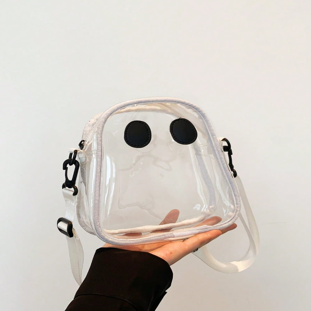 SUGARMOM 1pc Ghost Shape Transparent Plastic Bag  Cute & Funny Shoulder Crossbody Bag For Women  Suitable For Parties And Vacations