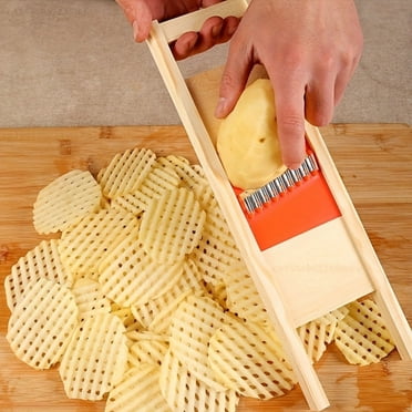 SUGARMOM 1pc Potato Lattice Cutter Crinkle Holder French Fry Cutter Slicer Stainless Steel Wavy Chopper for Kitchen Food Vegetable French Fries Home