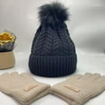 thumbnail image 1 of SUGARMOM 1set Cozy Winter Women‘S Knit Beanie and Gloves Set with Faux Fur Pom  Cotton Blend  Elastic Band  Ear Flaps - Hand Washable, 1 of 6