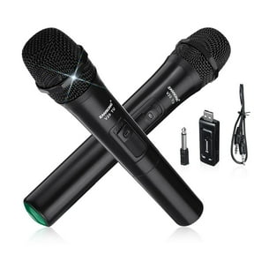 SUGARMOM 2-Pack Dual USB Professional Wireless Microphone System Kits with Receiver for Karaoke Voice Amplifier Sing Speech Conference etc