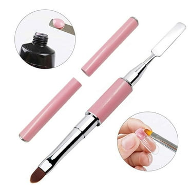 SUGARMOM 2 in 1 Stainless Steel Designs Nail Brushes Gel Nail Tool for PolyGel Gel Acrylic Nails Extension Dual-Ended Brush & Picker Brush tool