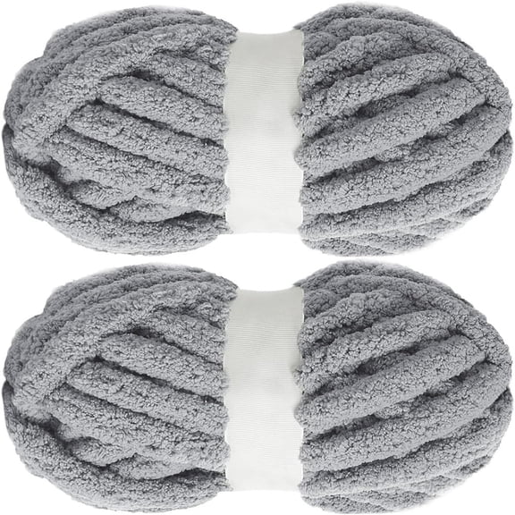SUGARMOM 2pack 214g Blingbling Chunky Yarn for Hand Knitting Super Jumbo Yarn Bulky Glitter Soft Plush Yarn Shiny Large Thick Chenille Yarn Giant Yarn for Chunky Blanket