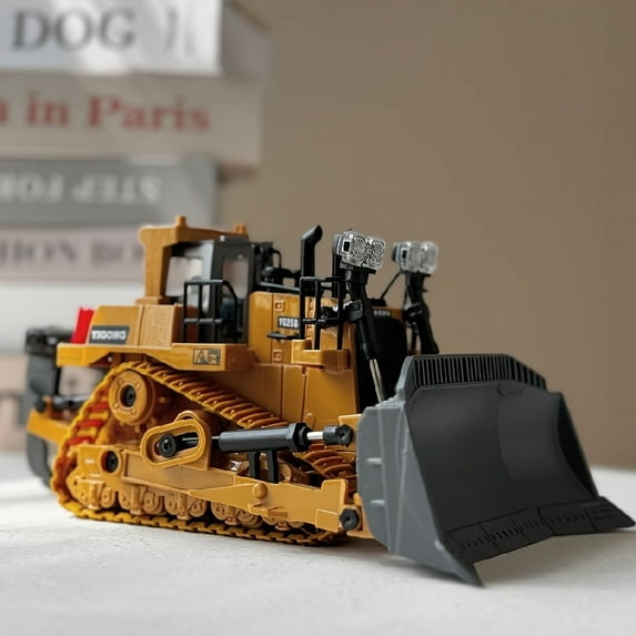 SUGARMOM 9 Channels Remote Control Bulldozer 2.4Ghz RC Construction Vehicle Truck Toys With Alloy Metal Cap Light.sound Rechargeable 1 Batteries As Thanksgiving Christmas Halloween