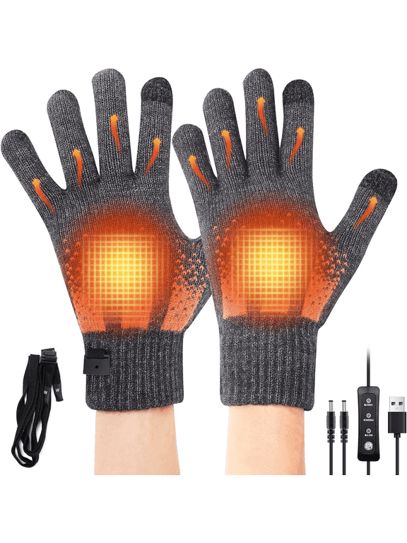 98-104-113 USB Heated Gloves for Men Women Thin Knitting Touchable Screen Warm Heating Gloves Hot Hands Electric Heated Gloves for Winter Work Arthritis