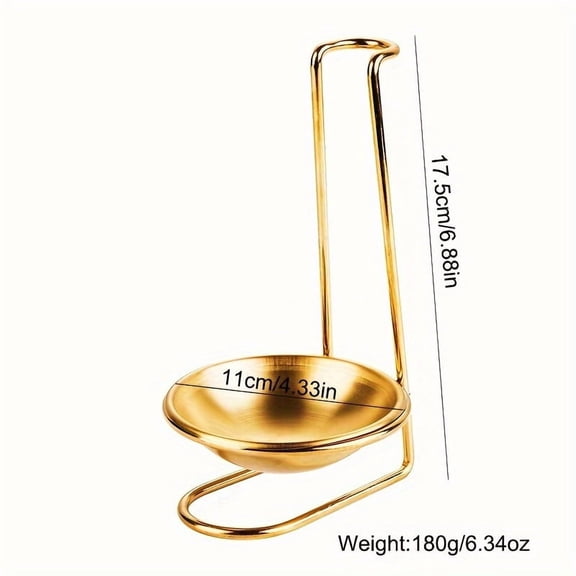 SUGARMOM Deluxe Golden-Tone Stainless Steel Soup Ladle Set with Stand - Thick  Durable Spoon & Colander for Restaurants and Hotels Soup Spoon Spoon Soup