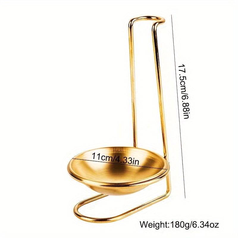 SUGARMOM Deluxe Golden-Tone Stainless Steel Soup Ladle Set with Stand - Thick  Durable Spoon & Colander for Restaurants and Hotels Soup Spoon Spoon Soup