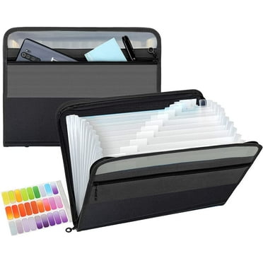 SUGARMOM  Expanding File Folder 13 Pockets with Zipper Closure  TRANBO Letter/A4 Size Plastic Portable Document Organizer (Black)