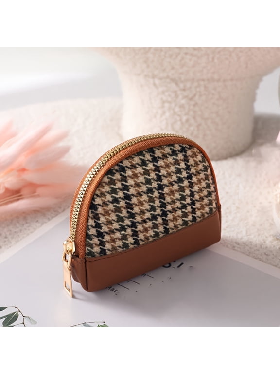 Mini Houndstooth/Plaid Pattern Clutch Wallet Zipper Wallet For Women Classic Wallet