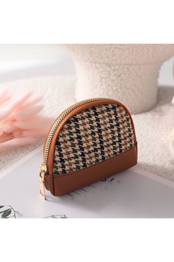 Mini Houndstooth/Plaid Pattern Clutch Wallet Zipper Wallet For Women Classic Wallet