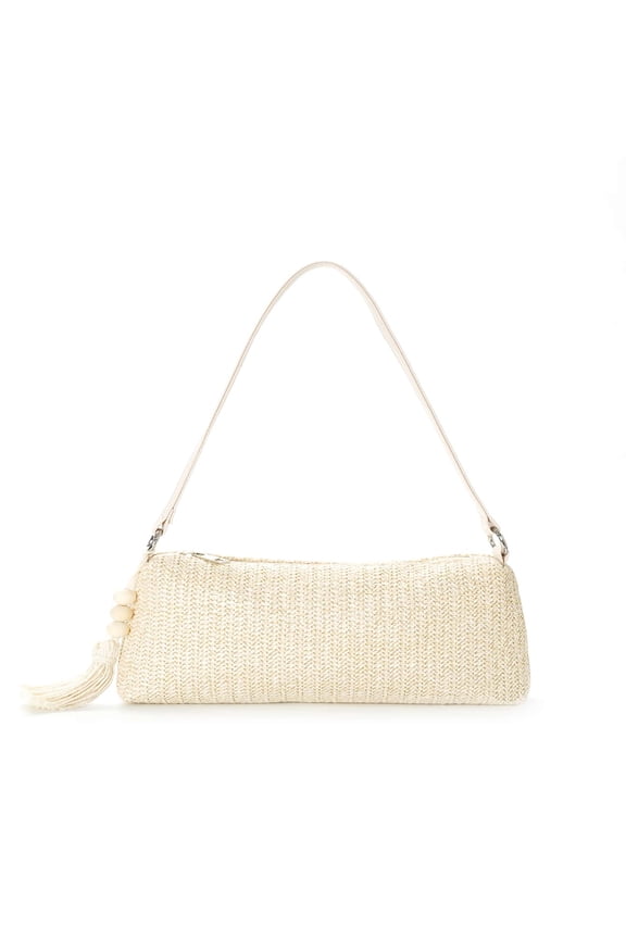 Mini Minimalist Straw Bag Simple Straw Bag  Mini Woven Shoulder Bag With Beading
