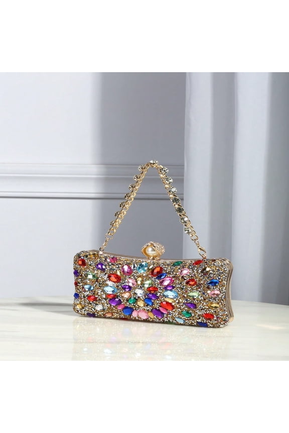 Multicolor Glittering Jewelled Rhinestone Evening Bag Crossbody Bag Clutch Suitable For Prom Bridal Dress Cheongsam Fashion Handbag For Ladies