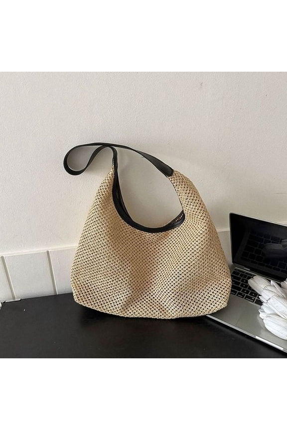 Simple Handmade Weave Straw Bag Bohemian Style Tote Bag Raffia Bag Large Capacity Beach Handbags Travel
