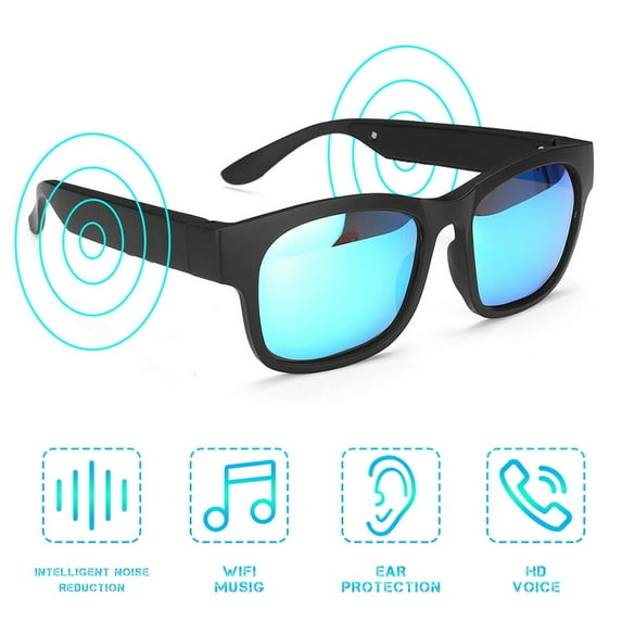 SUGARMOM Smart Glasses Wireless Bluetooth Sunglasses Open Ear Music And Hands-Free Calling Polarized Lenses IP4 Waterproof Connect Mobile Phones and Tablets (Blue)