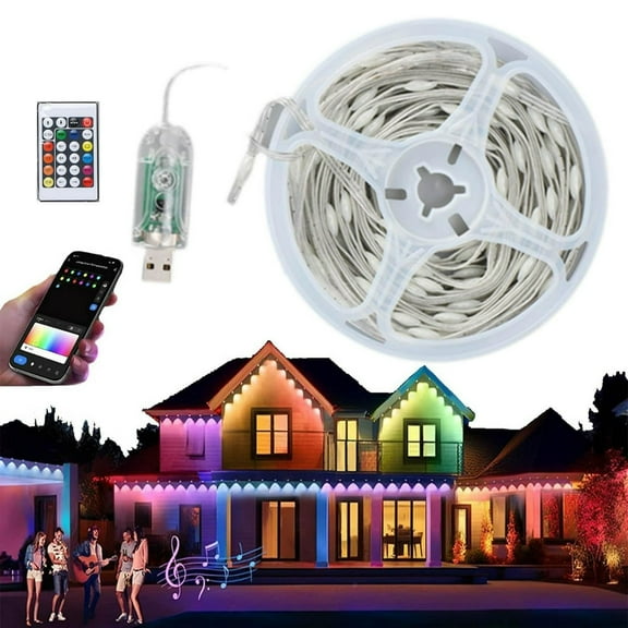 SUGARMOM Smart Rainbow LED Permanent Outdoor Light - Smart Permanent Outdoor Lights Eaves Lights with App Control Remote Eaves Led Lights Strip Waterproof for Halloween Christmas Holi