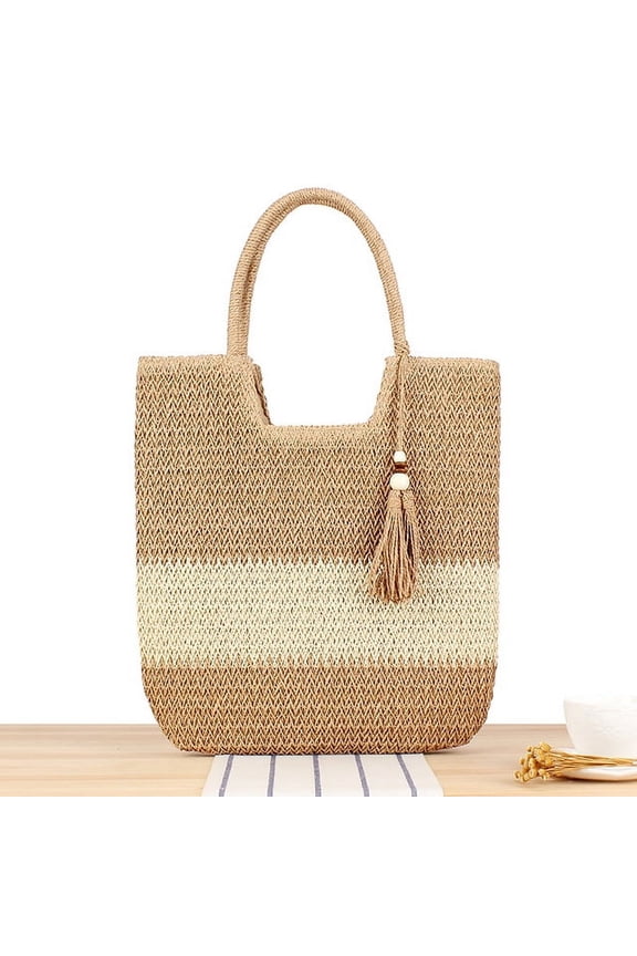 Straw Beach Bag Summer Woven Tote Bag with Tassels Large Shoulder Bag for Women Straw Purses and Handbags Rattan Boho Bag Raffia