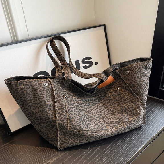 SUGARMOM Stylish Leopard Print Tote Bag  Large Capacity Shoulder Bag  Perfect Underarm Bag For Commuting