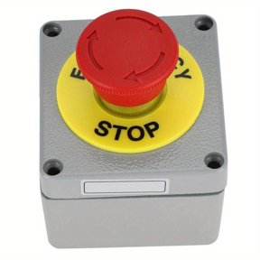 SUGARMOM ViaGasaFamido Red Sign Emergency Stop Push Button Switch Normally Closed Momentary Stop Switch Box 22mm IP66 Aluminum Push Button Station Resistant to RFI(80 * 75 * 60)