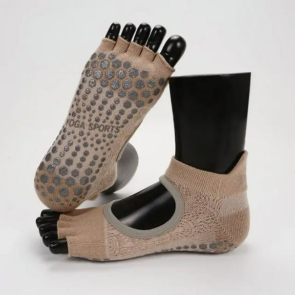 SUGARMOM Women Five Toed Dot Silicone Cotton Yoga Socks Non-slip Half Toe Pilates Grip Low-Ankle Socks