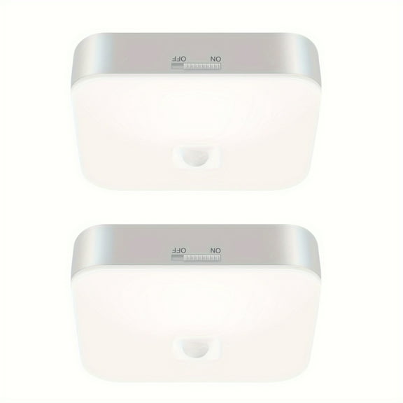 SUGARMOM Yurnero 2 Packs Rechargeable Motion Sensor Ceiling Light Indoor/outdoor  Wireless Battery Powered Shower Light  5000K Motion Activated Flush Mount LED Light For Closet Pantry She